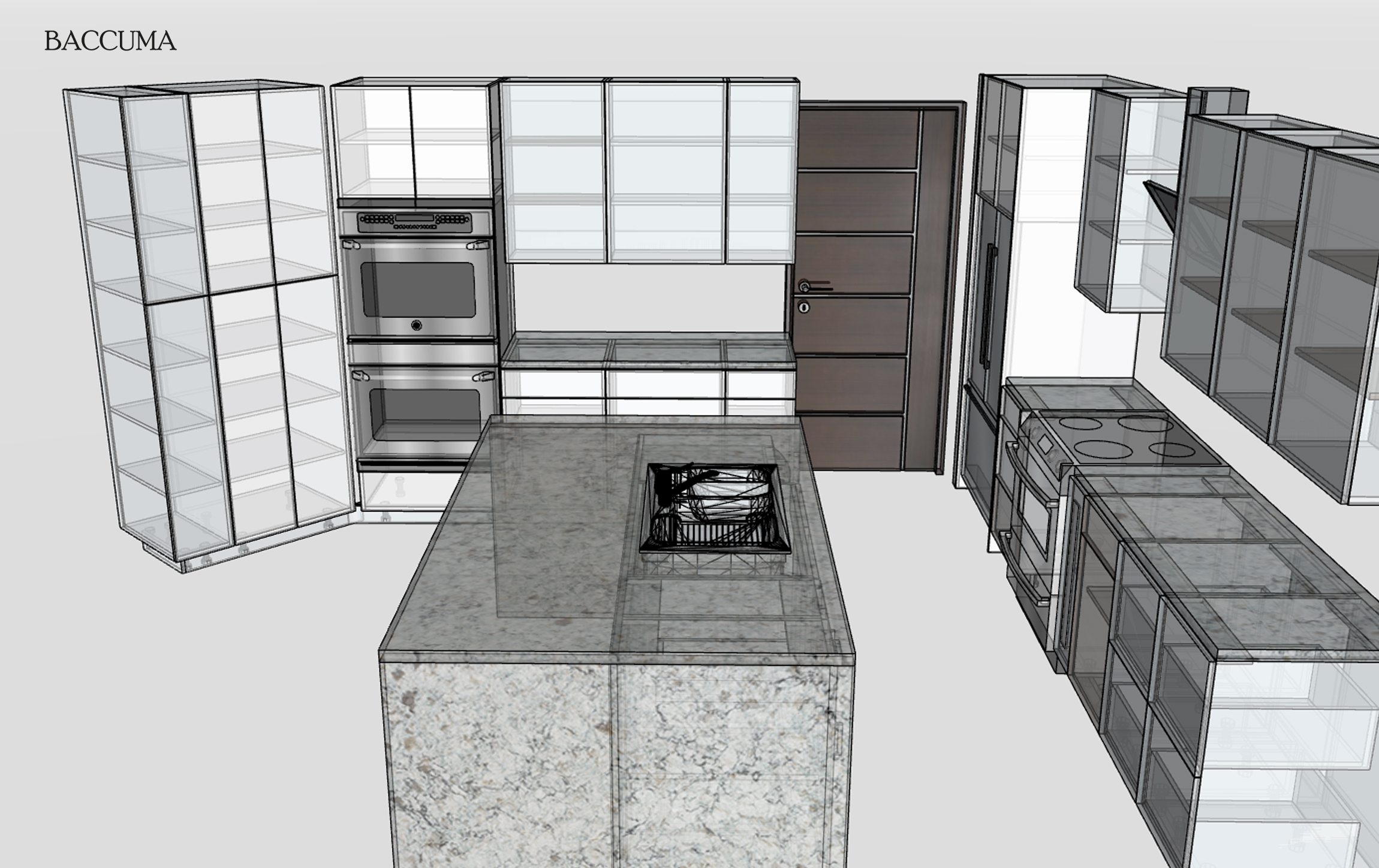 Devang kitchen island layout before custom installation