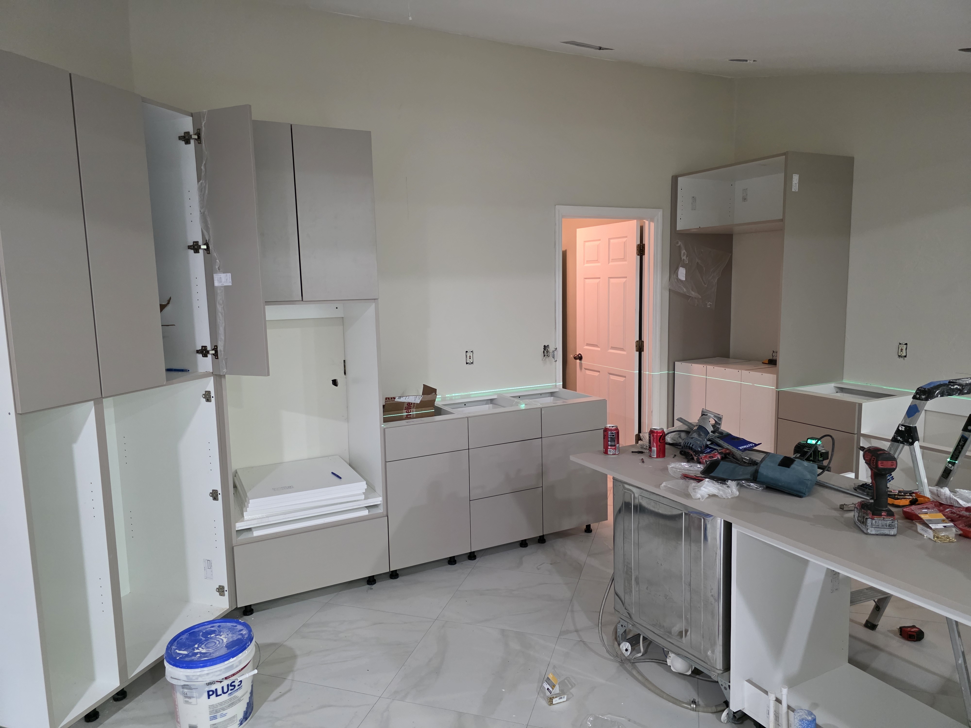 Devang kitchen cabinet installation in progress