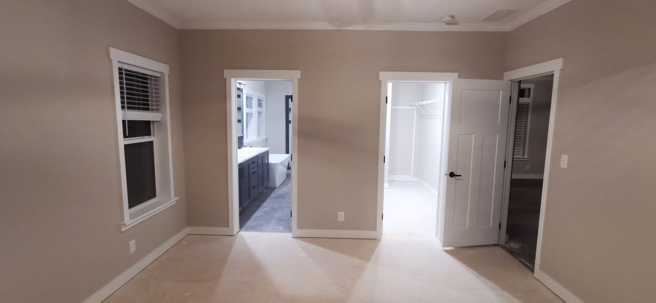 Interior trim-out and wall painting in a mobile home