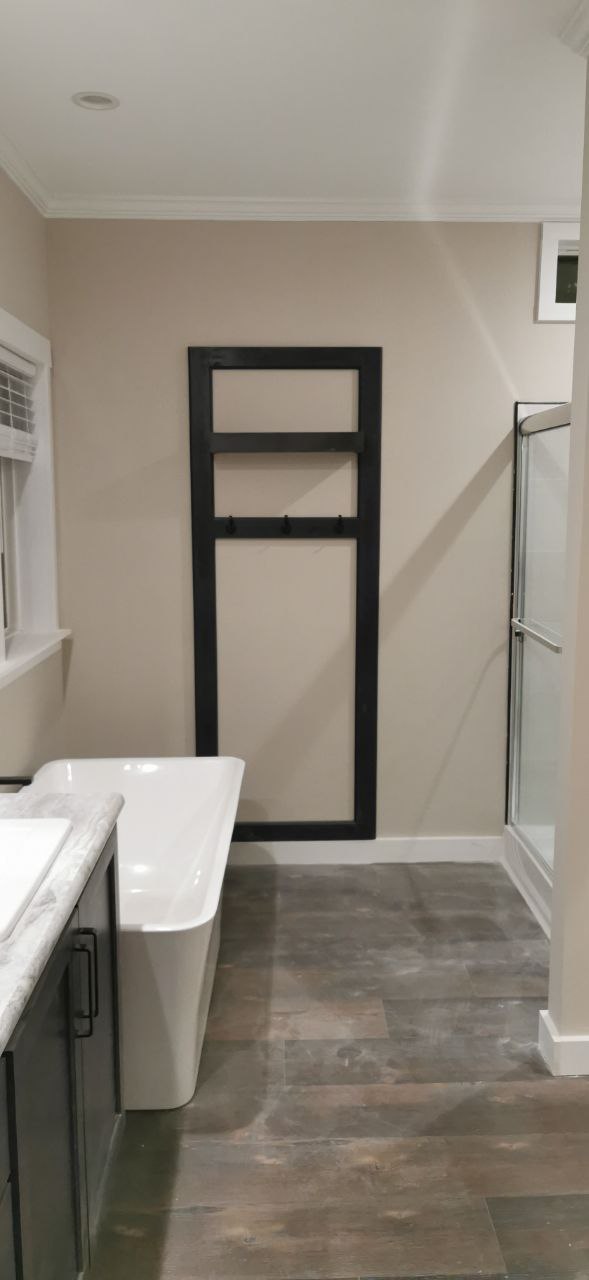 Interior trim-out and wall painting in a mobile home