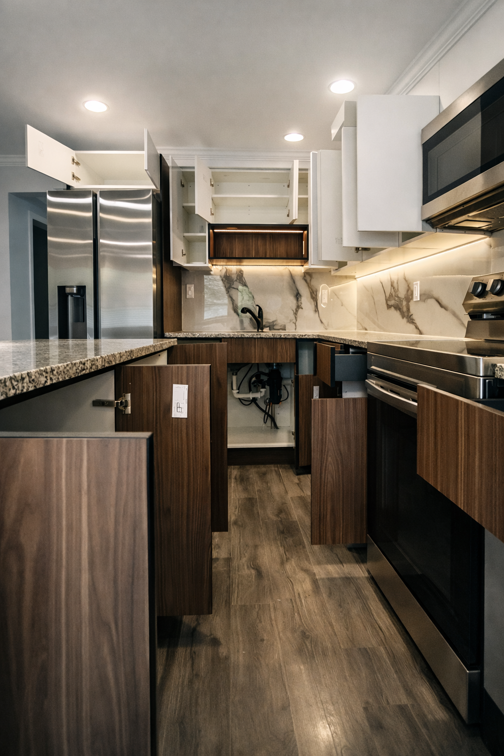 Modern custom kitchen cabinets installation