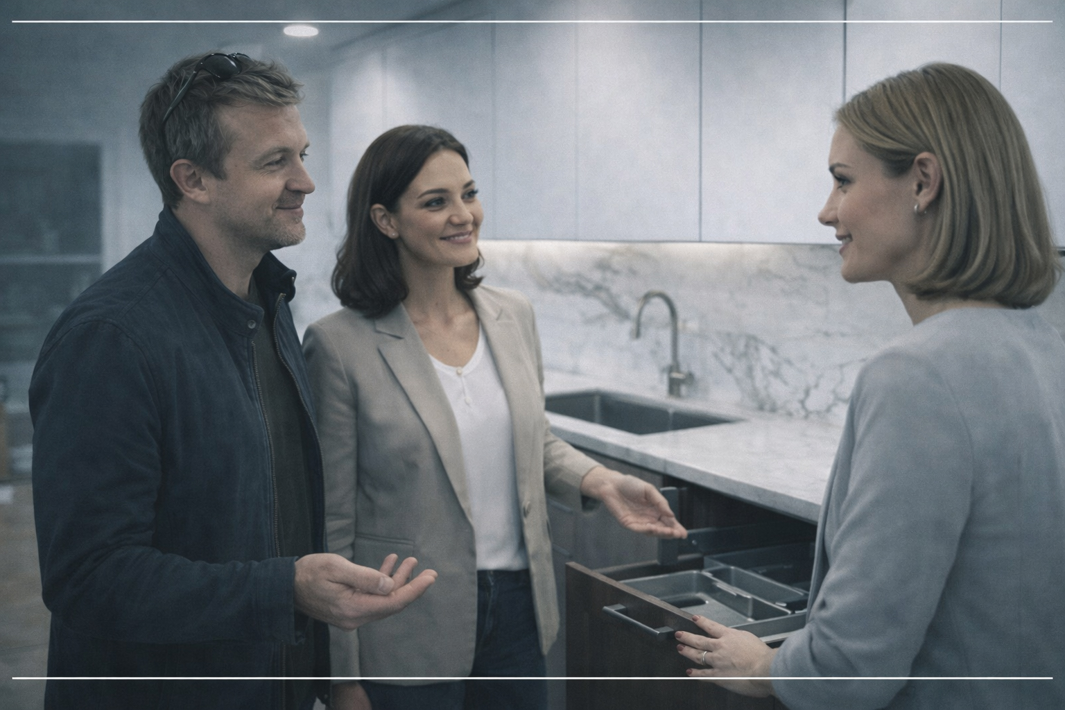 Final walkthrough after semi custom kitchen cabinet installation