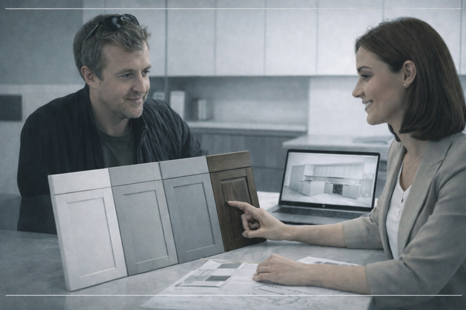 Semi custom kitchen cabinet design and cabinet selection process